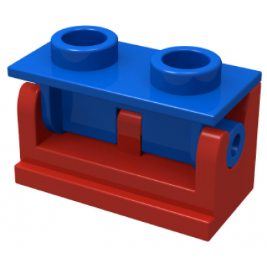 red hinge brick 1 x 2 with blue top plate 3937 3938