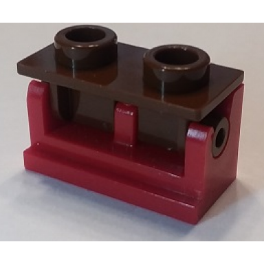 red hinge brick 1 x 2 with brown top plate 3937 3938