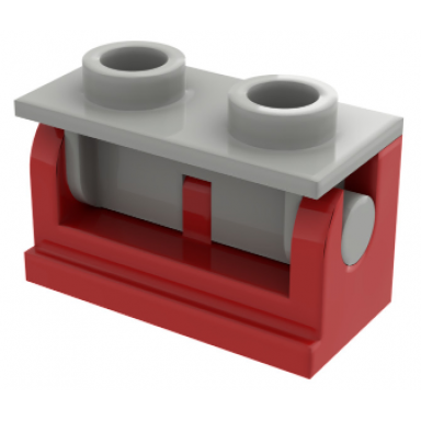 red hinge brick 1 x 2 with light gray top plate 3937 3938