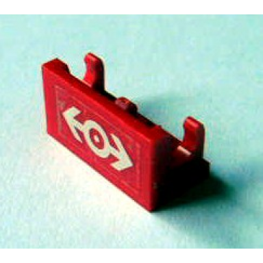 red hinge brick 1 x 2 base with train logo white pattern sticker - set 4552