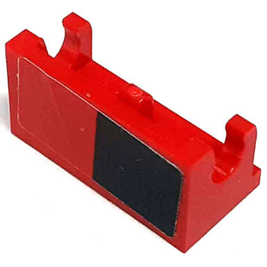 red hinge brick 1 x 2 base with black rectangle on red background pattern model right side sticker - set 76906