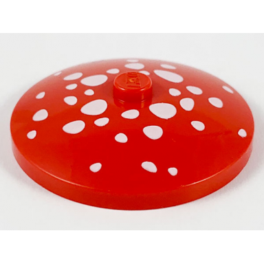 red dish 4 x 4 inverted radar with solid stud with white spots mushroom top pattern
