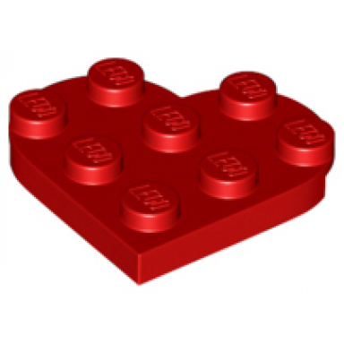 red plate round 3 x 3 heart