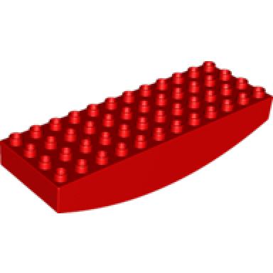 red duplo brick 4 x 12 x 2 with curved bottom