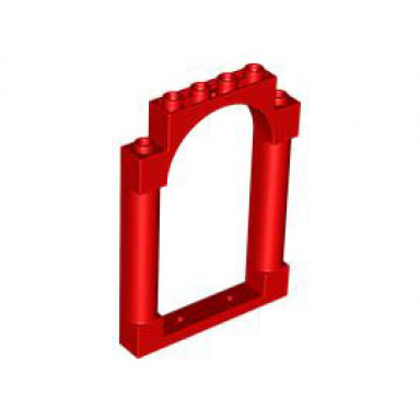 red door frame 1 x 6 x 7 arched with notches and rounded pillars