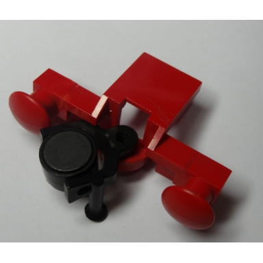 red train buffer beam with black train coupling with pin and black magnet cylindrical 4022 4023 73092
