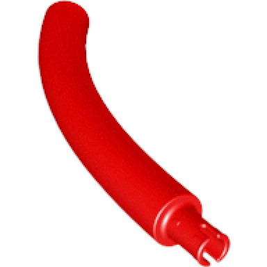 red dinosaur tail neck middle section with bar hole and technic pin