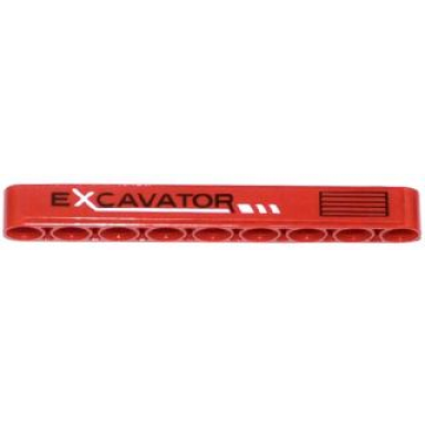 red technic liftarm thick 1 x 9 with excavator white line and vent pattern model left side sticker - set 42023