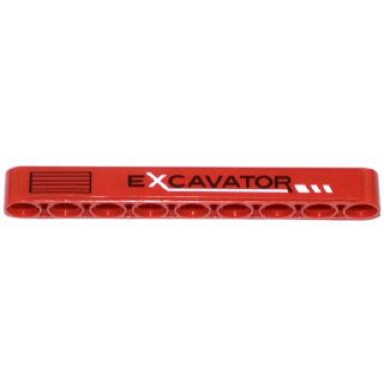 red technic liftarm thick 1 x 9 with excavator white line and vent pattern model right side sticker - set 42023