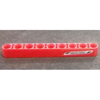 red technic liftarm thick 1 x 9 with smooth curves pattern model left side sticker - set 42000
