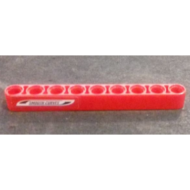 red technic liftarm thick 1 x 9 with smooth curves pattern model right side sticker - set 42000