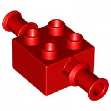 red duplo brick 2 x 2 with digger bucket arm holder