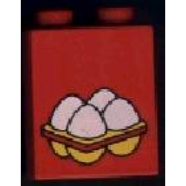 red duplo brick 1 x 2 x 2 with 4 eggs pattern