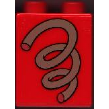 red duplo brick 1 x 2 x 2 with coil spring pattern