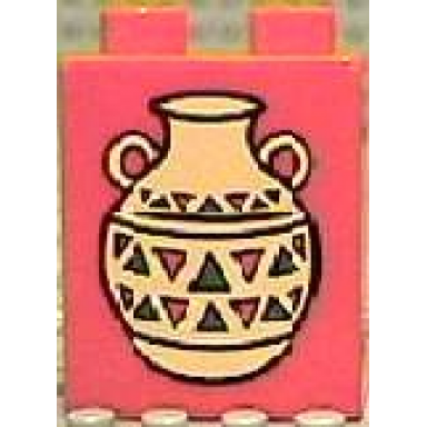 red duplo brick 1 x 2 x 2 with indian pottery pattern