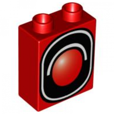 red duplo brick 1 x 2 x 2 with traffic signal single pattern