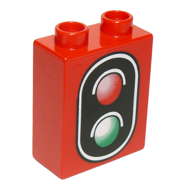 red duplo brick 1 x 2 x 2 with traffic signal double pattern