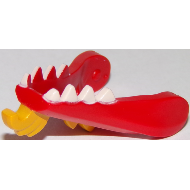 red dragon head ninjago jaw lower with white teeth and bright light orange beard and spines pattern