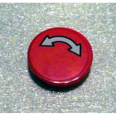 red tile round 2 x 2 with black outlined white curved arrow double on red background pattern sticker - set 3677