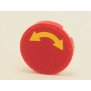 red tile round 2 x 2 with yellow curved arrow double on red background pattern sticker - set 4204
