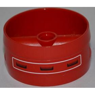 red cylinder 4 x 4 x 1 2 3 with pin holes and center bar with 3 black vents inside white rectangle pattern sticker - set 8080