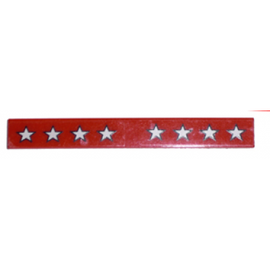 red tile 1 x 8 with 8 white stars pattern stickers - set 5561