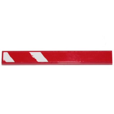 red tile 1 x 8 with 2 rugged white diagonal stripes on red background pattern sticker - set 75254