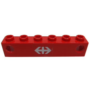 red electric train light prism 1 x 6 holder with swiss federal railways logo pattern sticker - set 7740