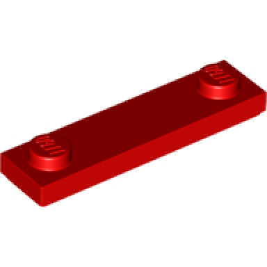 red plate modified 1 x 4 with 2 studs with groove
