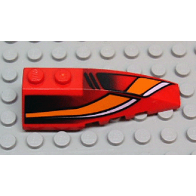 red wedge 6 x 2 right with white orange curves and black fade pattern