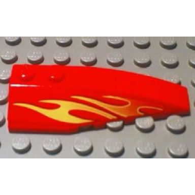red wedge 6 x 2 right with orange and yellow flames pattern sticker - set 8667