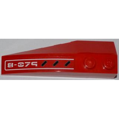red wedge 6 x 2 right with vents and white 8-079 pattern sticker - set 8079