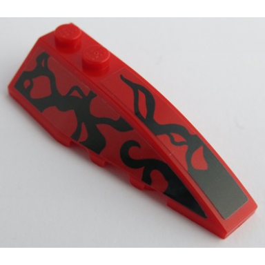 red wedge 6 x 2 right with black tendrils pattern stickers - set 76199