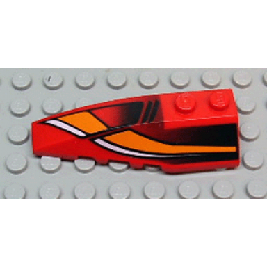 red wedge 6 x 2 left with white orange curves and black fade pattern