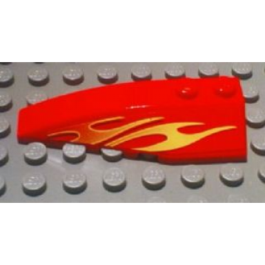 red wedge 6 x 2 left with orange and yellow flames pattern sticker - set 8667