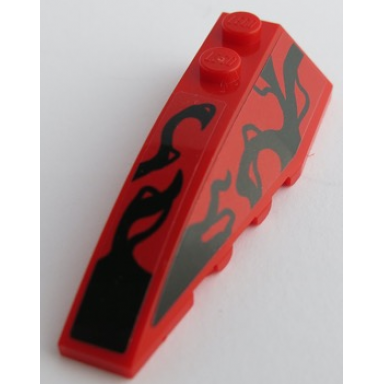 red wedge 6 x 2 left with black tendrils pattern stickers - set 76199