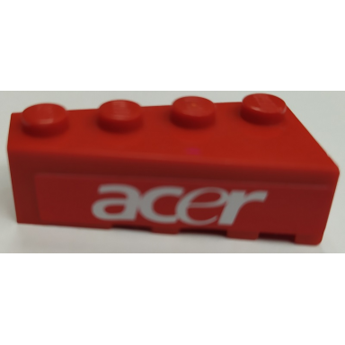 red wedge 4 x 2 left with white acer pattern sticker - set 8142-1