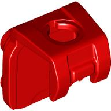 red minifigure neck bracket with 4 back studs and front harness