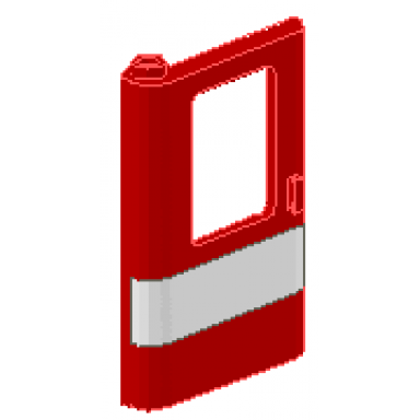 red door 1 x 4 x 5 train left thin support at bottom with white stripe pattern