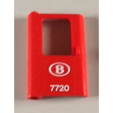 red door 1 x 4 x 5 train left thin support at bottom with white b 7720 pattern sticker - set 7720
