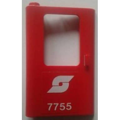 red door 1 x 4 x 5 train left thin support at bottom with austrian railways logo and 7755 pattern sticker - set 7755