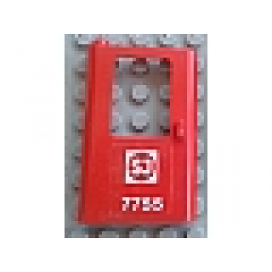 red door 1 x 4 x 5 train left thin support at bottom with swedish sj 7755 pattern sticker - set 7755
