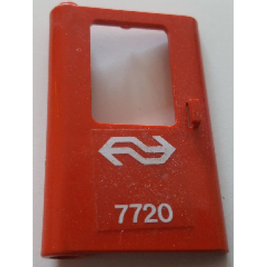 red door 1 x 4 x 5 train left thin support at bottom with dutch ns 7720 pattern sticker - set 7720