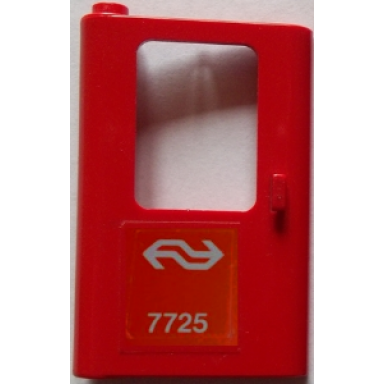red door 1 x 4 x 5 train left thin support at bottom with dutch ns 7725 pattern sticker - set 7725