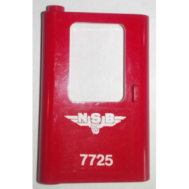 red door 1 x 4 x 5 train left thin support at bottom with white nsb 7725 pattern sticker - set 7725