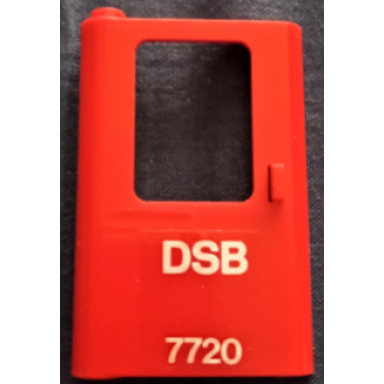 red door 1 x 4 x 5 train left thin support at bottom with white dsb 7720 pattern sticker - set 7720