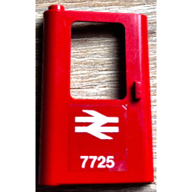 red door 1 x 4 x 5 train left thin support at bottom with british railways 7725 pattern sticker - set 7725