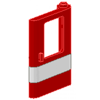 red door 1 x 4 x 5 train right thin support at bottom with white stripe pattern