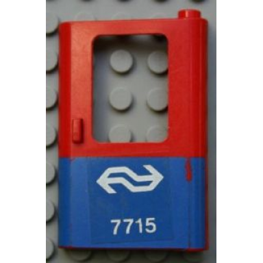 red door 1 x 4 x 5 train right thin support at bottom with blue bottom half and dutch ns 7715 pattern sticker - set 7715