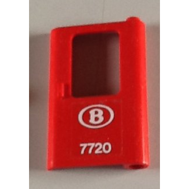 red door 1 x 4 x 5 train right thin support at bottom with white b 7720 pattern sticker - set 7720